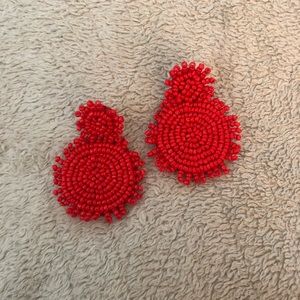 Beaded Red Earrings